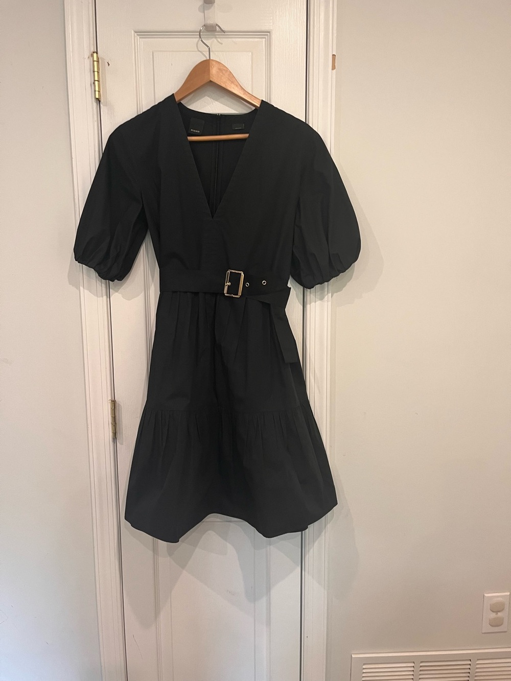 Black pinko cotton dress with belt